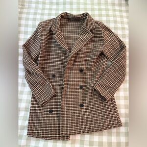 SHEIN Brown Pea Coat Classic Wool Blend